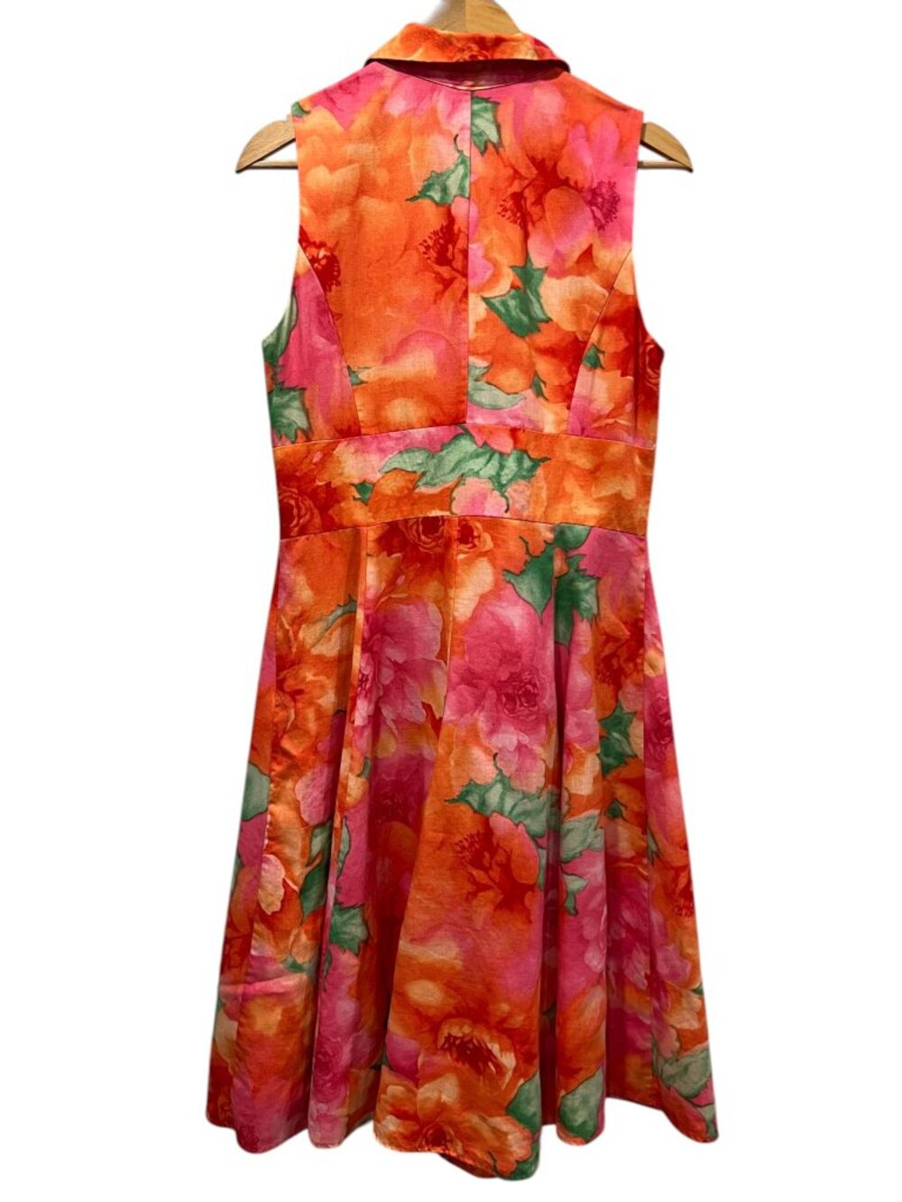 Jones New York Floral Linen Sleeveless Dress, Orange Pink, 12 - Picture 2 of 9